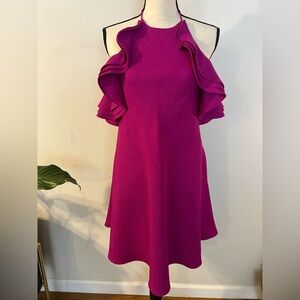 Badgley Mischka Fuchsia Ruffle Mini Dress